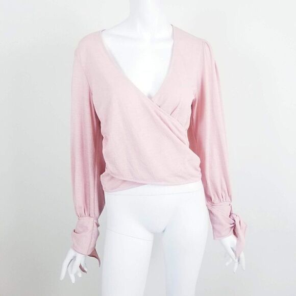 Topshop Wrap Front Tie Sleeve Boho Crop Top Small - Picture 1 of 6